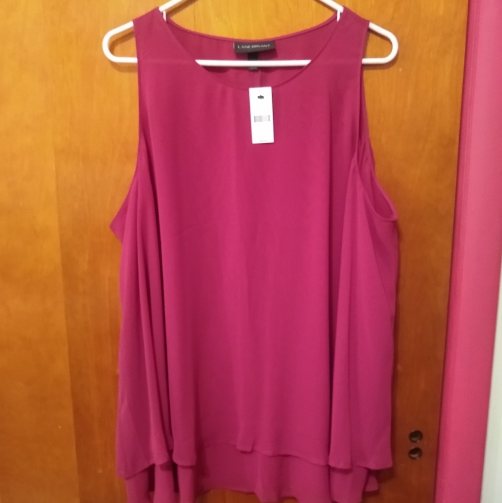 Lane Bryant Berry Pink Layered Swing Top